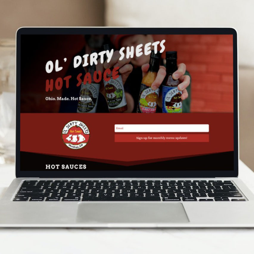 Wordpress Website Homepage for Ol' Dirty Sheets Hot Sauce in Ohio